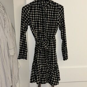 Black and white checkered flannel dress